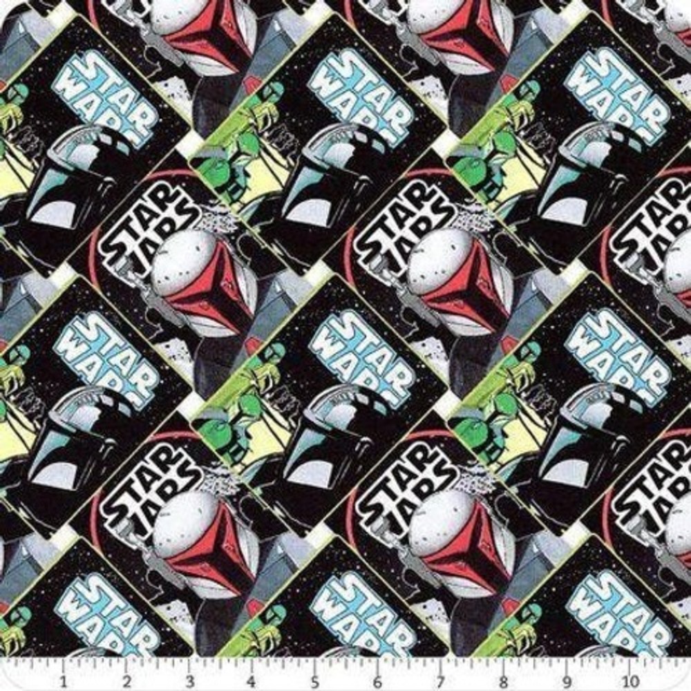 1 Yard Precut Star Wars the Mandalorian Posters Collage Cotton Fabric